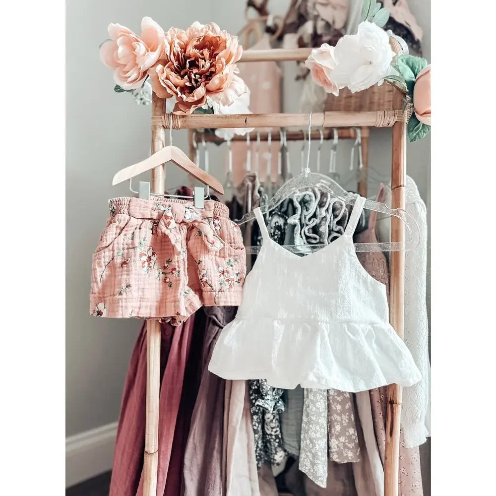Zara Baby Muslin Mauve Floral Shorts + Peplum Gauzy Top 6-12mths